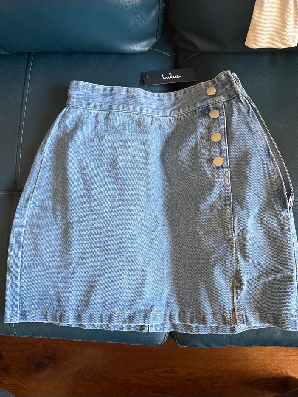 Lulu's Light Blue Denim High-Low Skirt